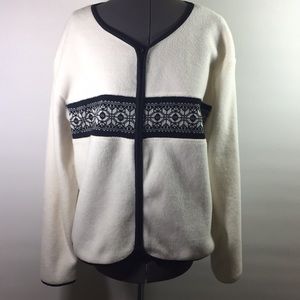 Premier Sweater Women Size L/G Zipper Front Black & White Soft
